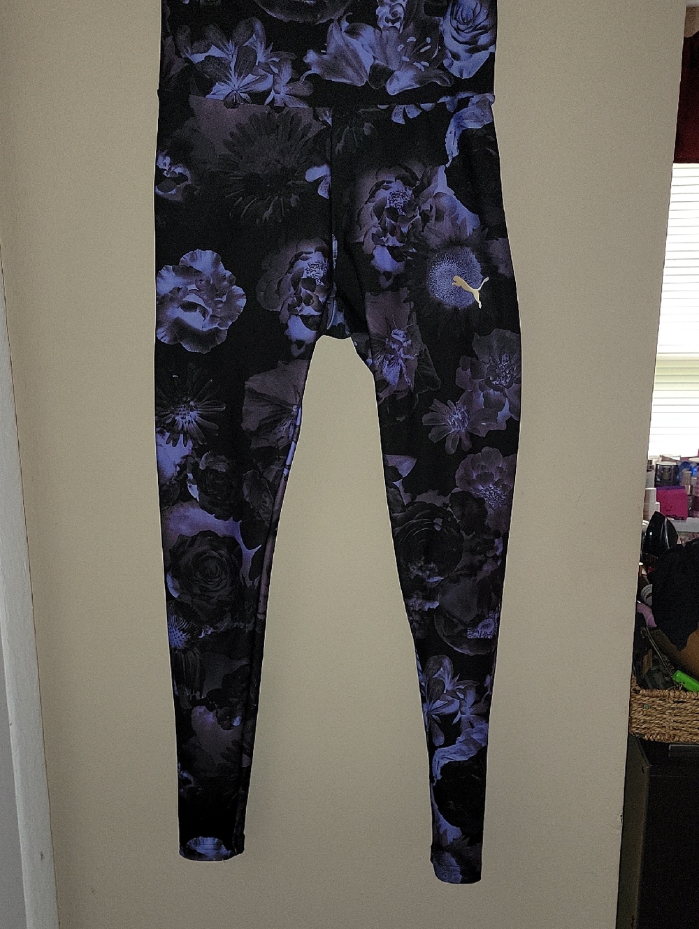 Puma Black and Purple Floral Performance Leggings